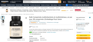 Pot de 90 Comprimés multivitaminés et multiminéraux Bulk à 4,99€