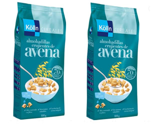2 Paquetes de KOLLN Almohadillas crujientes de avena con 70% Cereales integrales bolsa 300 g por 4.96€