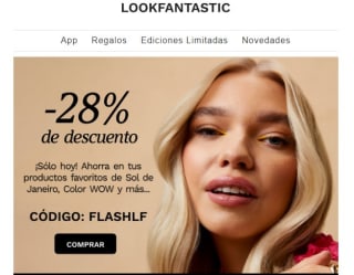 28% de descuento en seleccionados desde Lookfantastic