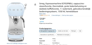 SMEG ECF02PBEU - Handmatige espressomachine voor €259 bij Amazon