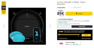 Robot aspirador Cecotec Conga 999 Map Genesis, Motor de succión de 2000 Pa por 89€