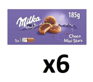 6 Unidades de Galletas rellenas leche cubiertas de chocolate Choco Mini Stars Milka 185 g. por 10.16€