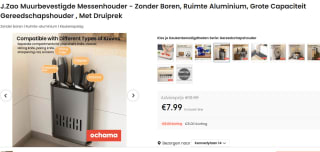 Muurbevestigde Messenhouder voor €7,99 bij Ochama