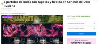 3 partidas de bolos con zapatos y bebida en Centros de Ocio Ilusiona por 8,99€