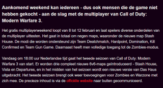 Call of Duty: Modern Warfare 3 multiplayer en zombies gratis spelen dit weekend