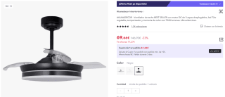 Ventiladores de techo a precios mínimos en Miravia desde solo 36€
