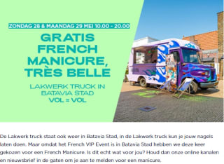 20% extra korting + gratis bubbels en manicure bij Batavia Stad in Lelystad