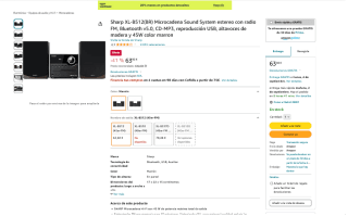 Altavoces de madera Sharp XL-B512BR Microcadena Sound System estereo por 63,92€