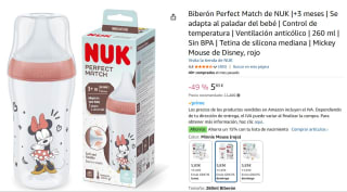 Recopialción Biberón Perfect Match de NUK,+3 meses Disney por 5,83€