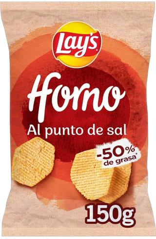 Pack de 2×150gr Lay'S Al Horno Patata Horneada con Sal por 3,42€.