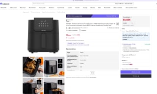 Freidora TAURUS de Aire 8 Litros 1.700W 240V Temperatura Ajustable Hasta 200ºC 5 Menús Predefinidos por solo 65,03€