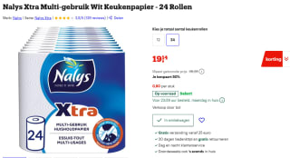 24 rollen Nalys Xtra keukenpapier voor €19,14 bij Bol