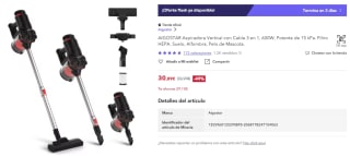 AIGOSTAR Aspiradora Vertical con Cable 3 en 1, 600W, Potente de 15 kPa. Filtro HEPA por 30,99€