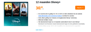 12 maanden Disney+ voor €30 via de AH voordeelshop