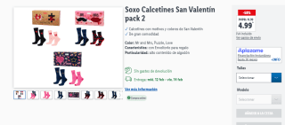 Soxo Calcetines San Valentín pack 2 por 4,99€