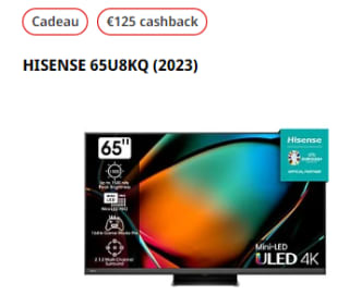 Tot €200 cashback op Hisense tv's bij de MediaMarkt