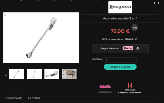 Bergson Aspirador escoba. 2 en 1 por 79,90€