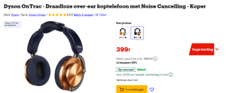 Dyson OnTrac™ draadloze koptelefoon met actieve ruisonderdrukking voor €399 bij Bol