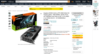 Gigabyte NVIDIA GeForce RTX 4060 EAGLE OC por 279,95€