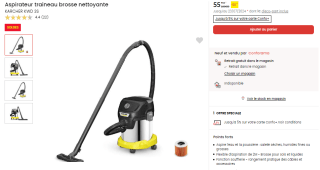 Aspirateur eau et poussière Karcher KWD 3S à 55,50€