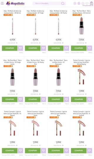 -50% de Descuento en la Segunda Unidad Labios desde Maquillalia.
