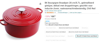 BK Bourgogne Braadpan 28 cm Chili Red voor €44,05 bij Amazon
