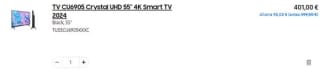 Samsung TV CU6905 Crystal UHD 55" 4K Smart TV 2024 por 401€