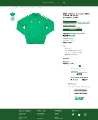 2023-24 Real Betis sudadera de entrenamiento Hummel con cremallera 1/4 Niños por 13,49€