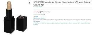 GEODERM Corrector de Ojeras - Barra Natural y Vegana, Caramel Oscuro, 4gr por 3.99€