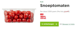 1 kilo snoeptomaatjes voor €2,74 bij de Plus