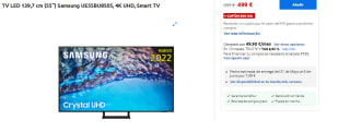 Televisión 55 pulgadas Samsung modelo UE55BU8505, 4K UHD por 499€