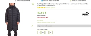 PUMA Liga Sideline Bench heren winterjas voor €40,66 bij Outlet46