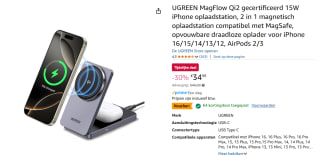 UGREEN MagFlow Qi2 gecertificeerd 15 W iPhone-laadstation voor €30,99 bij Amazon