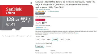 Tarjeta SanDisk 128GB Ultra de Memoria microSDXC con adaptador SD por 10,18€