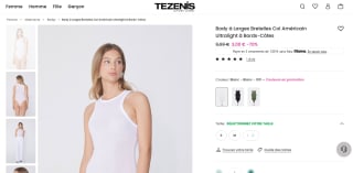 Body à Larges Bretelles Col Américain Ultralight à Bords-Côtes - noir vert ou blanc taille S et M à 3€