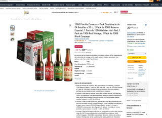 1906 Familia Cervezas Pack Combinado de 24 Botellas x 33 cl, 4 PACKS: Reserva Especial, Galician Irish Red Red Vintage Black Coupage por 20,63€