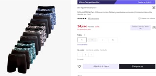 Pack 12 Boxers Don Algodon por 34,84€ (cuenta nueva por 22,84€)