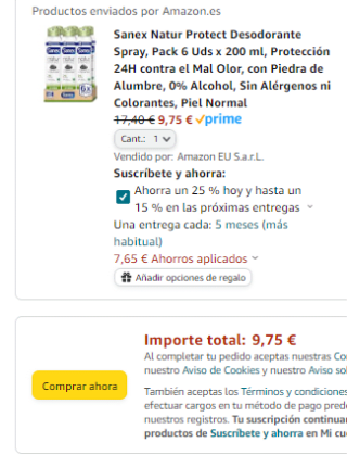 Sanex Natur Protect Desodorante Spray, Pack 6 Uds x 200 ml por 9,75€