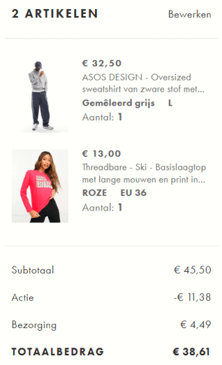 25% (extra) korting op sale items bij ASOS met deze kortingscode