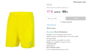 Pantalon Corto de Hombre Izas Origo por 17€