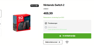 Nintendo Switch 2 voor €469,99 bij Intertoys