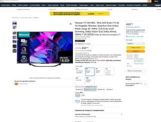 Television Hisense TV 55U7KQ Mini-LED FALD por solo 433,44€