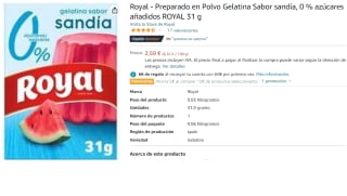 Pack 7 Gelatina en polvo sabor sandía 0 % ROYAL 31 g. por 13.13€