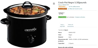 Crock-Pot Negro 5.30lb a $292 en Amazon