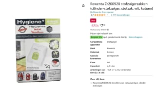 Rowenta Hygiene Plus Aromatic Cotton Flower stofzuigerzakken 4 stuks voor €7,40 bij Amazon