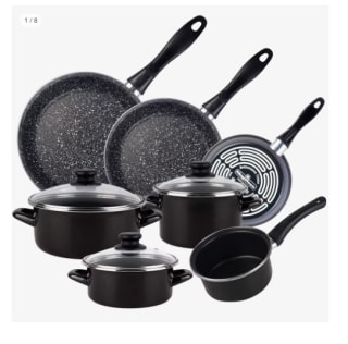 Magefesa Batería 10 piezas cacerolas diámetro 16 y diámetro 20 tapas, olla diámetro16 tapa y cazo de diámetro14, y 3 Sartenes diámetro 18 diámetro 20 y diámetro 24 cm, acero vitrificado por 64.39€ (Cuenta Nueva 54.39€)