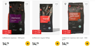 3 x 1 KG koffiebonen voor €29,99 bij de Hema