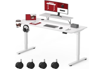 SANODESK SQ1 Escritorio Elevable Eléctrico 120 x 60cm con Soporte para Monitor 4 Ruedas Telescópico Bidireccional y Función de Memoria a solo 119,99€