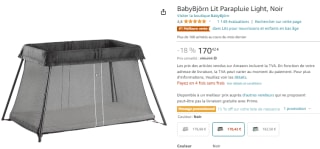 BabyBjörn Lit Parapluie Light à 170,42€
