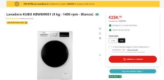 Chollazo Worten 10% EXTRA descuento en lavadoras